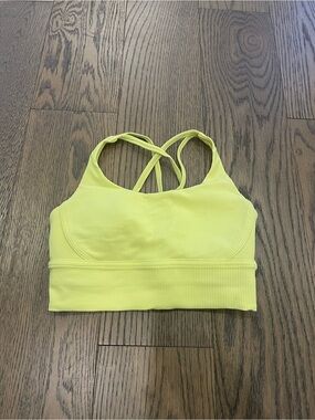 Lululemon Neon Yellow Longline Ribbed Sports Bra 6